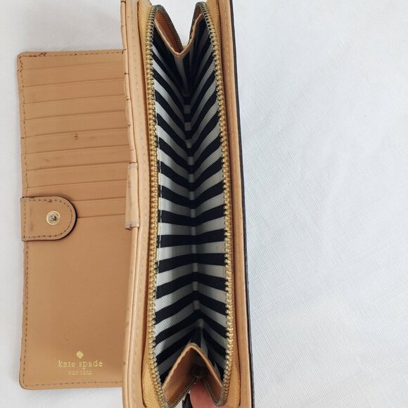 Kate Spade Black Pebbled Leather Wallet Clutch Card Pockets Snap One Size - Picture 11 of 15